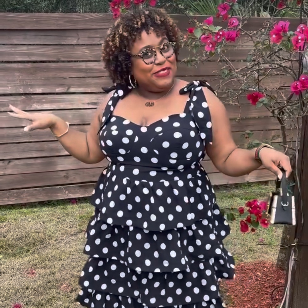 City Chic Tiered Polka Dot Dress - NWT